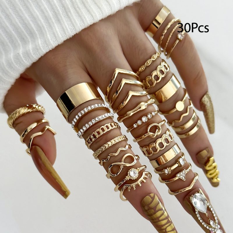 30Pcs Bohemian Geometric Knuckle Rings Set For Women Gold Silver Color Finger Ring Girls Fashion Party Jewelry Accessories - Image 8