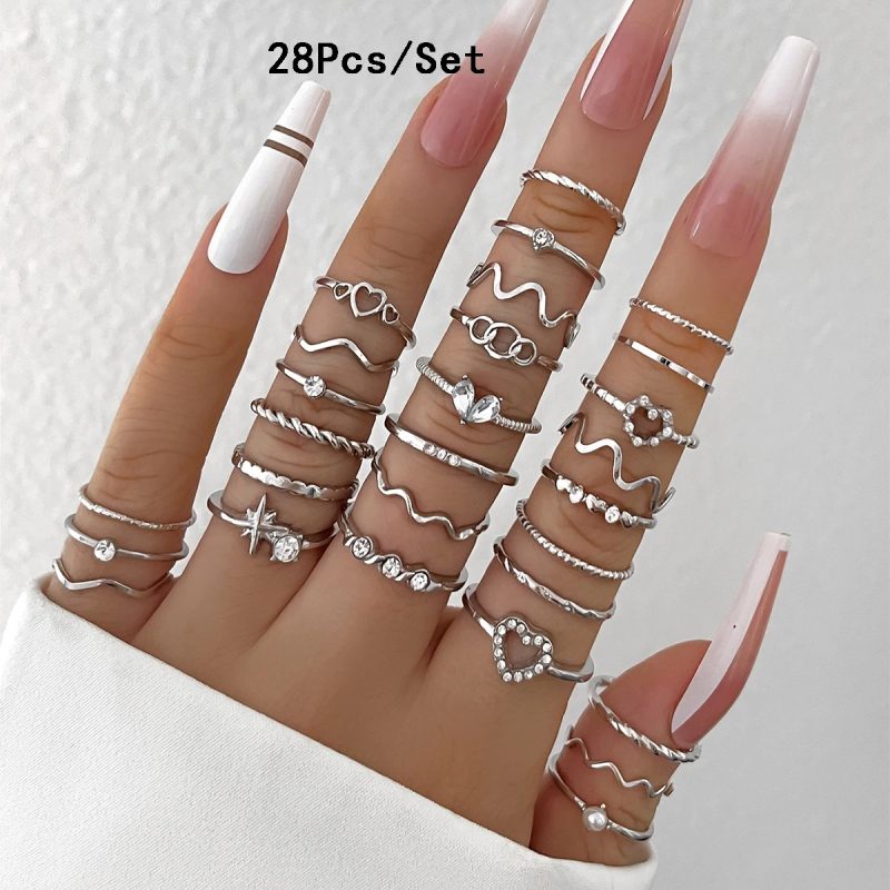 30Pcs Bohemian Geometric Knuckle Rings Set For Women Gold Silver Color Finger Ring Girls Fashion Party Jewelry Accessories - Image 14