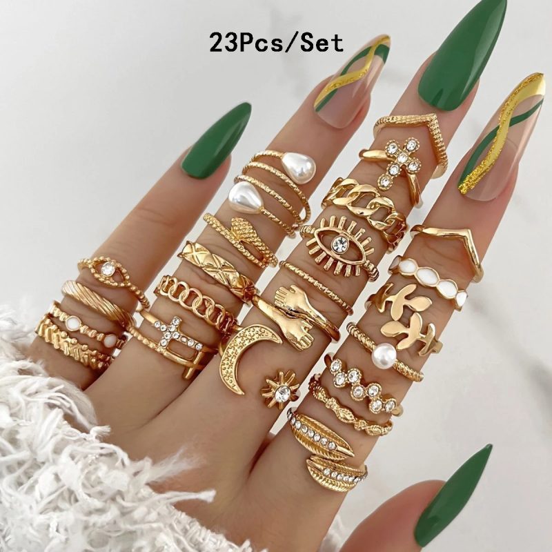 30Pcs Bohemian Geometric Knuckle Rings Set For Women Gold Silver Color Finger Ring Girls Fashion Party Jewelry Accessories - Image 22