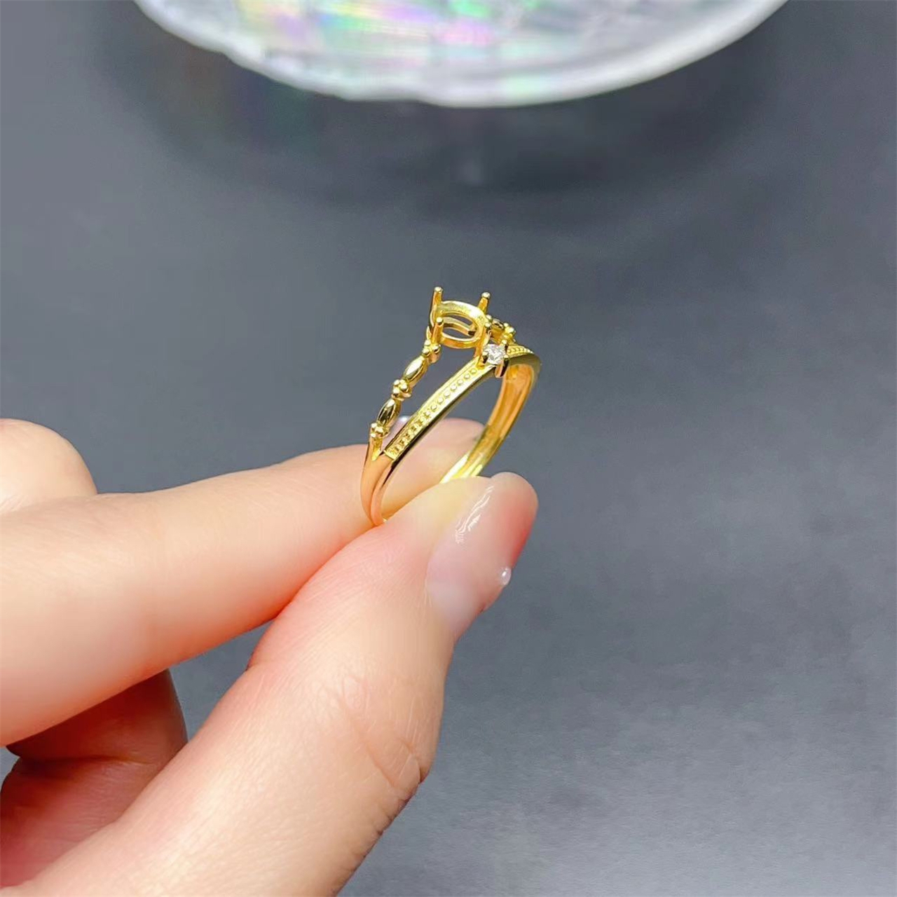 MeiBaPJ Inlay Round 3/4/5/6mm Stone Woman Open Ring Setting DIY S925 Pure Silver Fashion Original Fine Charm Jewelry Wholesaler - Image 3