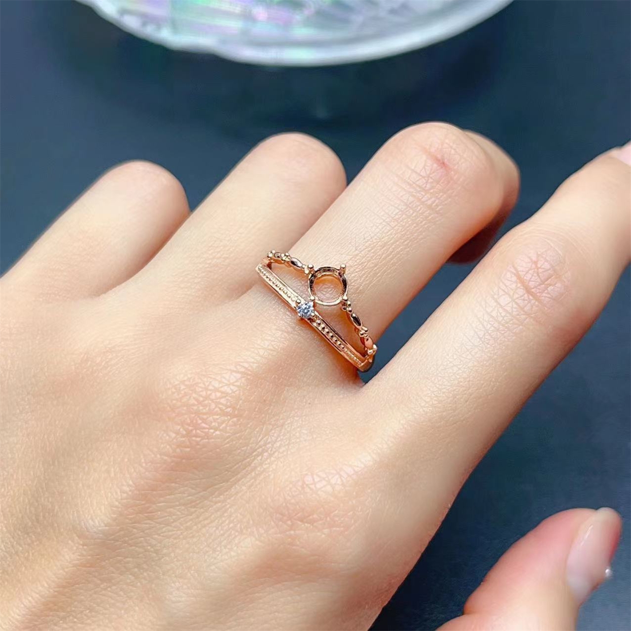 MeiBaPJ Inlay Round 3/4/5/6mm Stone Woman Open Ring Setting DIY S925 Pure Silver Fashion Original Fine Charm Jewelry Wholesaler - Image 4