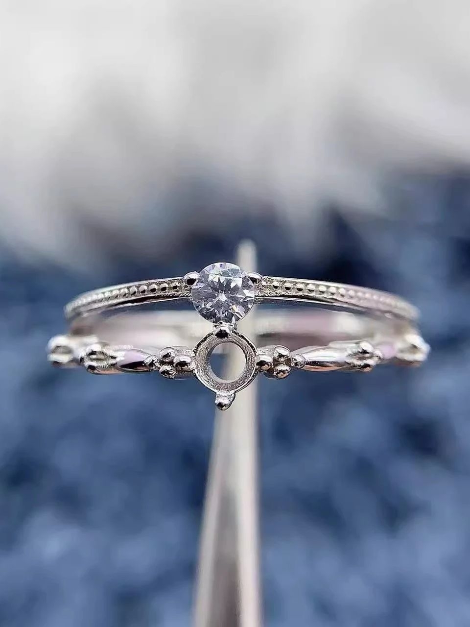 MeiBaPJ Inlay Round 3/4/5/6mm Stone Woman Open Ring Setting DIY S925 Pure Silver Fashion Original Fine Charm Jewelry Wholesaler - Image 8