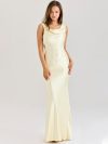 Mozision Satin Backless Draped Sexy Maxi Dress Women Fashion Cowl Neck Sleeveless High Waist Club Party Long Dress Female New