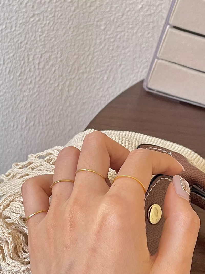 GHIDBK 0.5mm Extremely Thin Stainless Steel Anti-Tarnish Rings for Women Fashion Simple 18K Pvd Gold Plated Ring Office Style - Image 3