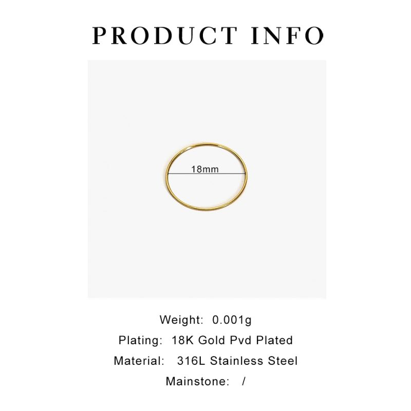 GHIDBK 0.5mm Extremely Thin Stainless Steel Anti-Tarnish Rings for Women Fashion Simple 18K Pvd Gold Plated Ring Office Style - Image 6