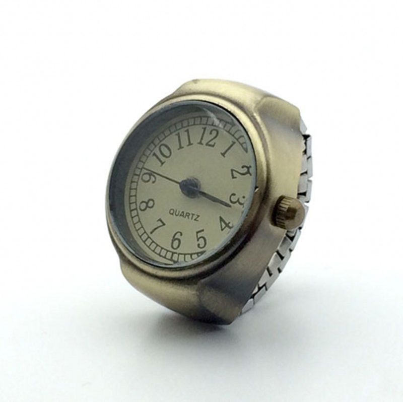 Vintage Punk Finger Watch Mini Elastic Strap Alloy Watches Couple Rings Jewelry Clock Retro Roman Quartz Watch Rings Women Men - Image 7