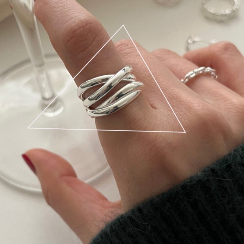 VENTFILLE 925 Sterling Silver Rings INS Fashion Hip Hop Vintage Couples Hollow Lines Punk Thai Silver Party Adjustable Jewelry - Image 37