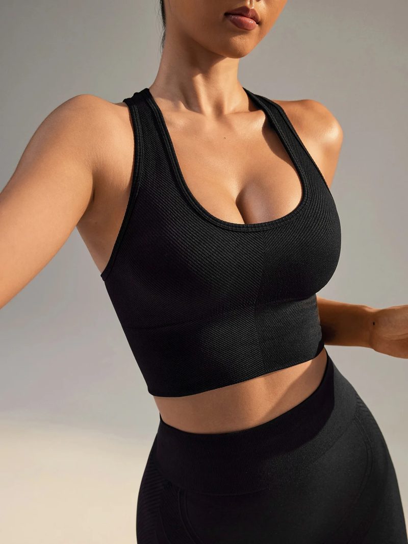 Seamless Sport Bras Gym Top High Intensity Underwear Running Training Yoga Bra Shockproof Ribbed Fitness Yoga Vest Crop Top - Image 7