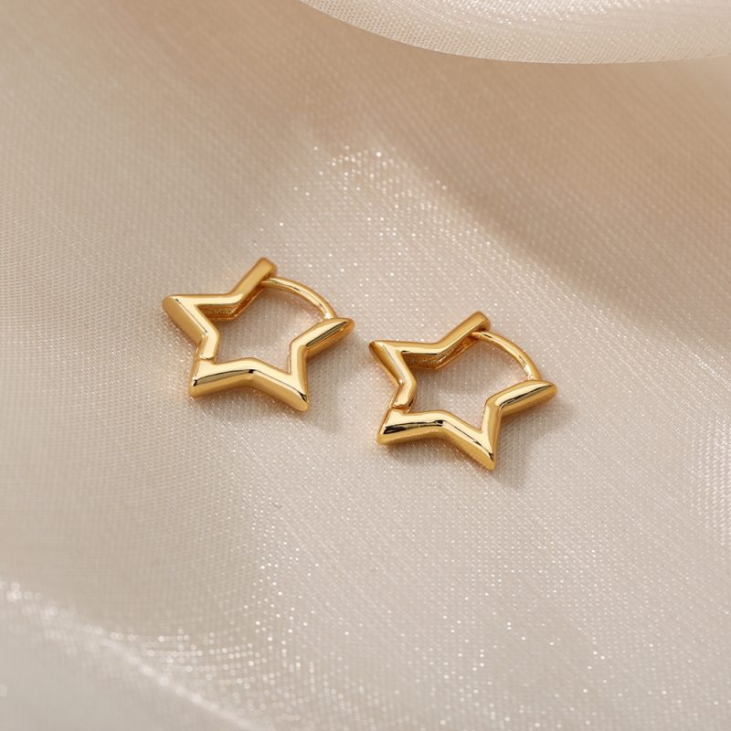 Luxury Star Pendientes Earrings For Women Girl Stainless Steel Minimalist Hoop Piercing 2025 New In y2k Jewelry aretes de mujer - Image 3