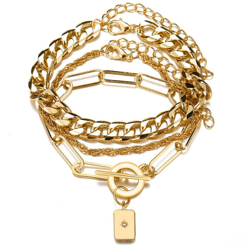 Bohemian Metal Chain Bracelet Set For Women Geometric Gold Color Thick Link Chain Open Bangle Female Fashion Jewelry - Image 11