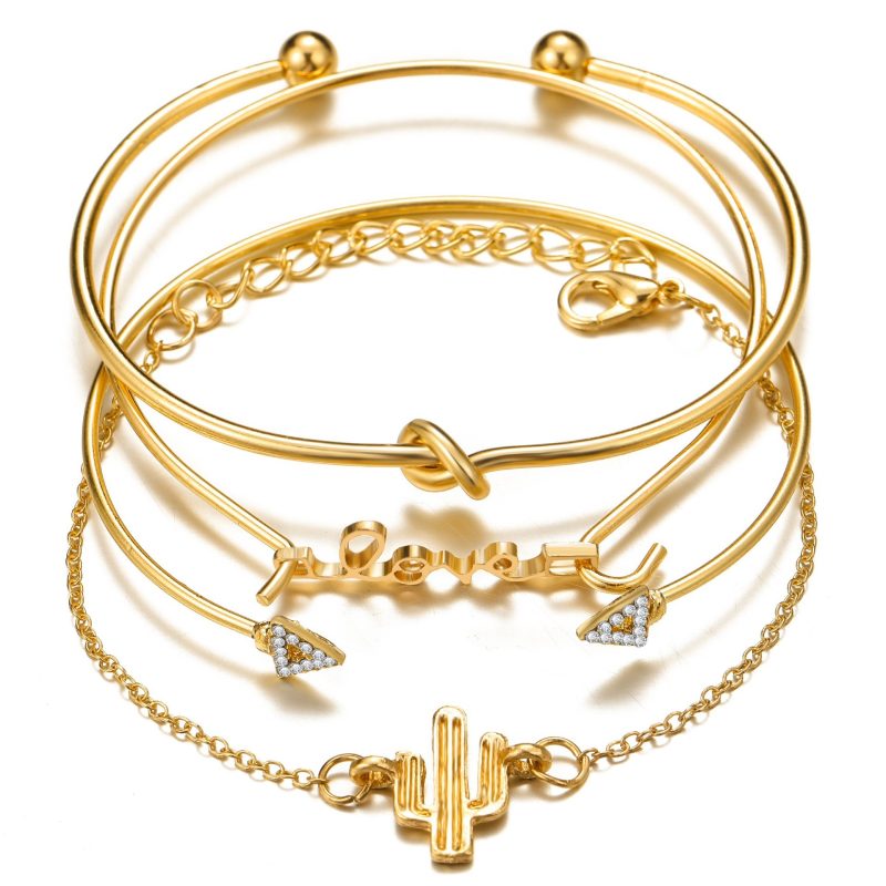 Bohemian Metal Chain Bracelet Set For Women Geometric Gold Color Thick Link Chain Open Bangle Female Fashion Jewelry - Image 13
