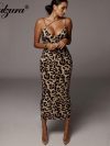 Dulzura Women Party Club Evening Streetwear Leopard Bodycon Midi Dress 2024 Summer Clothes Wholesale Items For Business