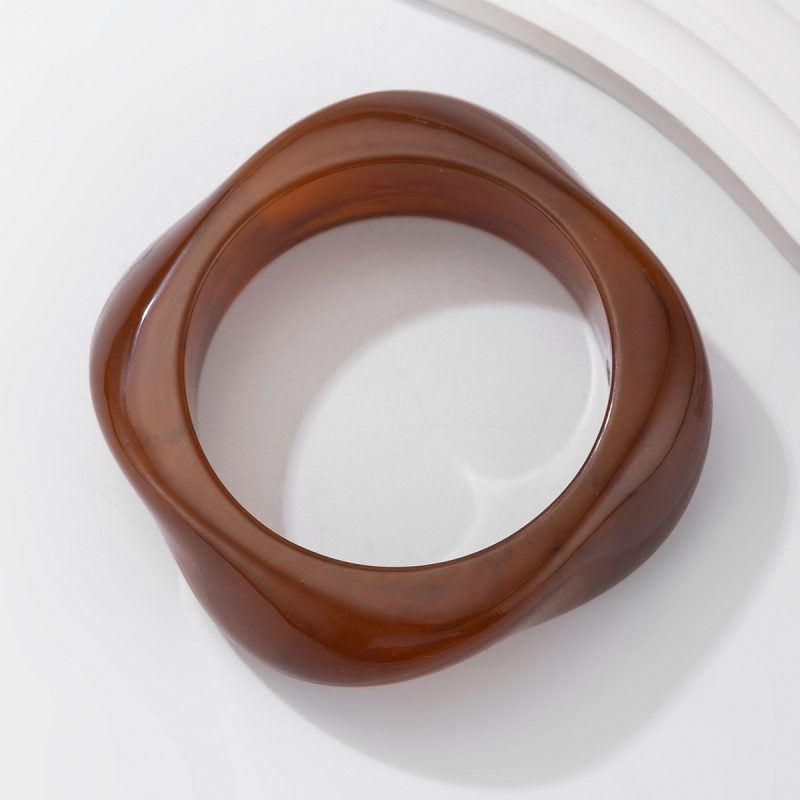 KMVEXO Vintage Punk Brown Coffee Thick Resin Acrylic Bangles Geometric Irregular Wide Cuff Bangle Bracelet For Women Men Jewelry - Image 6