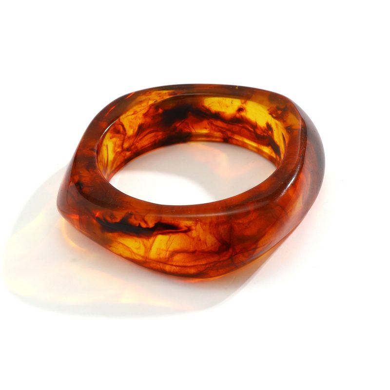 KMVEXO Vintage Punk Brown Coffee Thick Resin Acrylic Bangles Geometric Irregular Wide Cuff Bangle Bracelet For Women Men Jewelry - Image 10