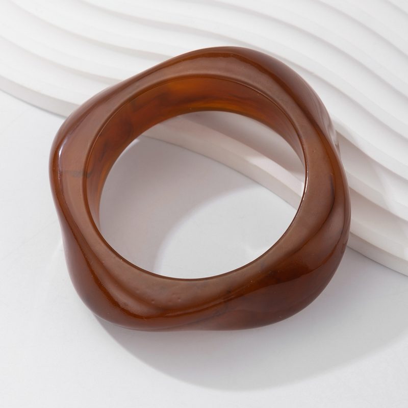 KMVEXO Vintage Punk Brown Coffee Thick Resin Acrylic Bangles Geometric Irregular Wide Cuff Bangle Bracelet For Women Men Jewelry - Image 11