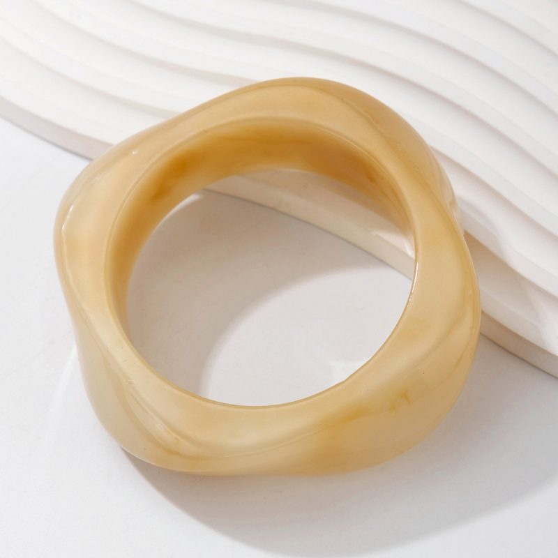KMVEXO Vintage Punk Brown Coffee Thick Resin Acrylic Bangles Geometric Irregular Wide Cuff Bangle Bracelet For Women Men Jewelry - Image 12