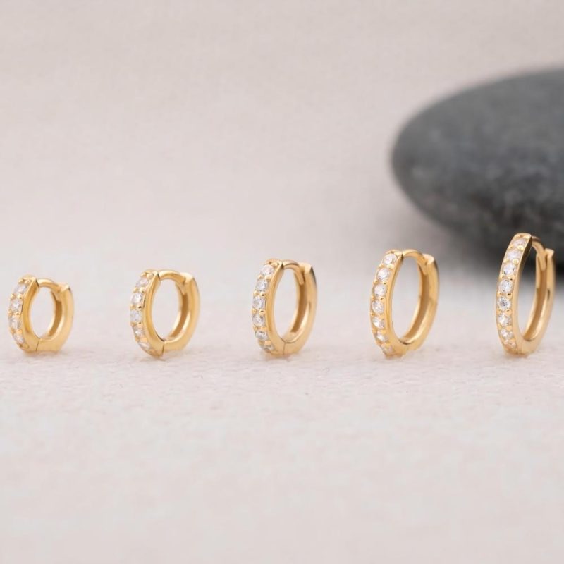 2/6PCS 316L Stainless Steel Minimalist Hoop Earrings Crystal Zirconia Small Cartilage Helix Tragus Piercing Jewelry for Women - Image 3