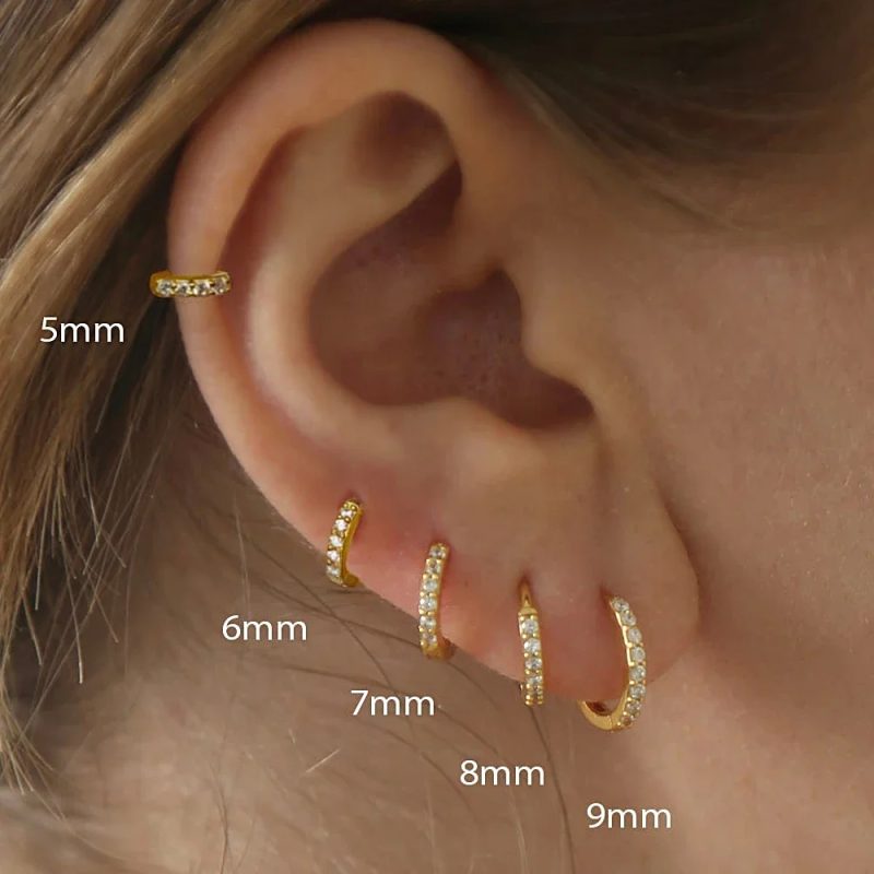 2/6PCS 316L Stainless Steel Minimalist Hoop Earrings Crystal Zirconia Small Cartilage Helix Tragus Piercing Jewelry for Women - Image 4