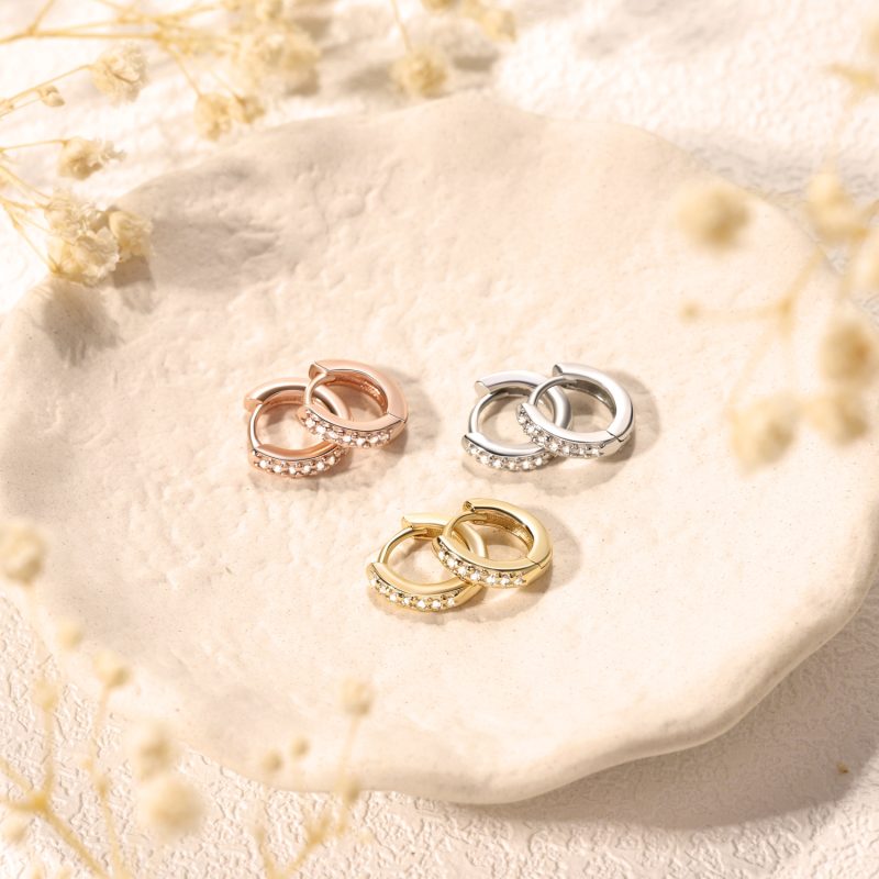 2/6PCS 316L Stainless Steel Minimalist Hoop Earrings Crystal Zirconia Small Cartilage Helix Tragus Piercing Jewelry for Women - Image 5