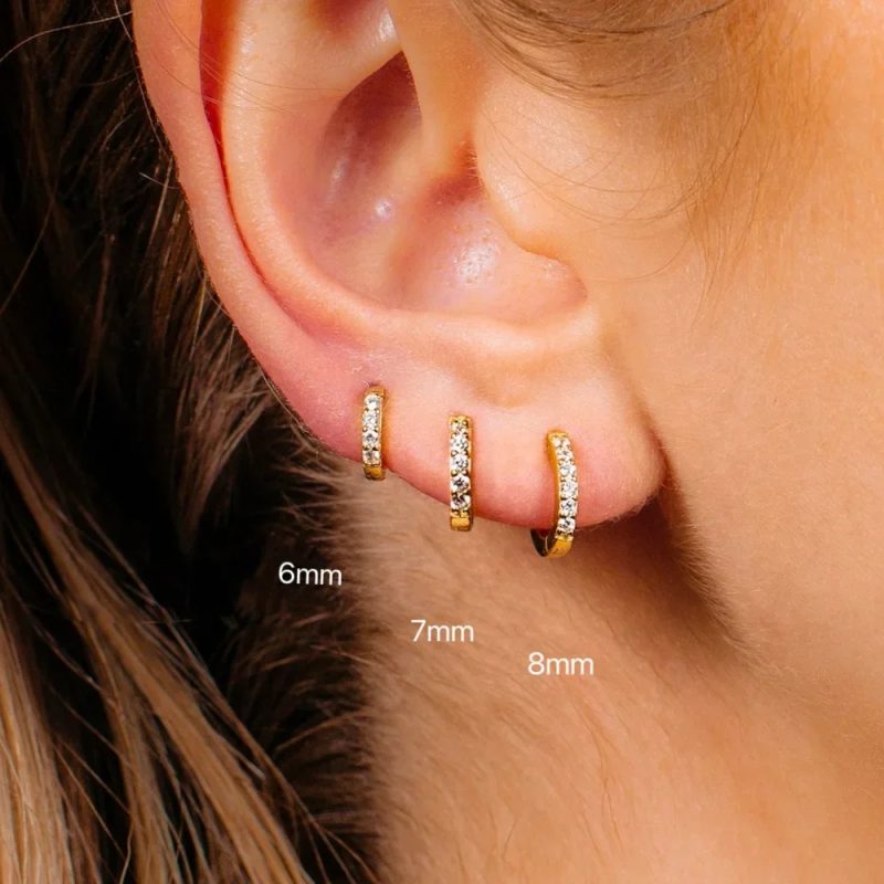 2/6PCS 316L Stainless Steel Minimalist Hoop Earrings Crystal Zirconia Small Cartilage Helix Tragus Piercing Jewelry for Women - Image 6
