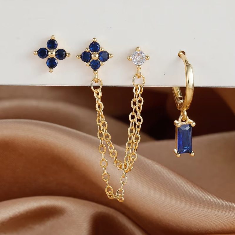 3PCS Exquisite Stainless Steel 12 Constellation Birthstone Earrings Set for Woman Cartilage Piercing Earrings Fashion Jewelry - Image 6