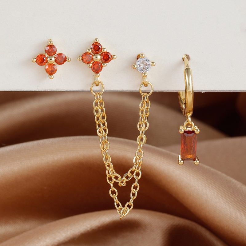 3PCS Exquisite Stainless Steel 12 Constellation Birthstone Earrings Set for Woman Cartilage Piercing Earrings Fashion Jewelry - Image 8
