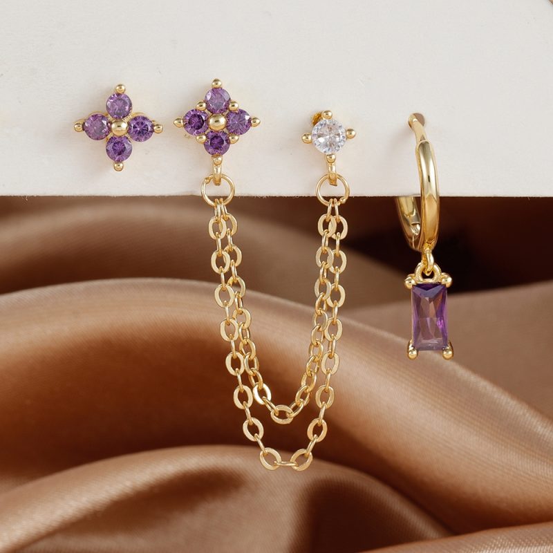 3PCS Exquisite Stainless Steel 12 Constellation Birthstone Earrings Set for Woman Cartilage Piercing Earrings Fashion Jewelry - Image 9