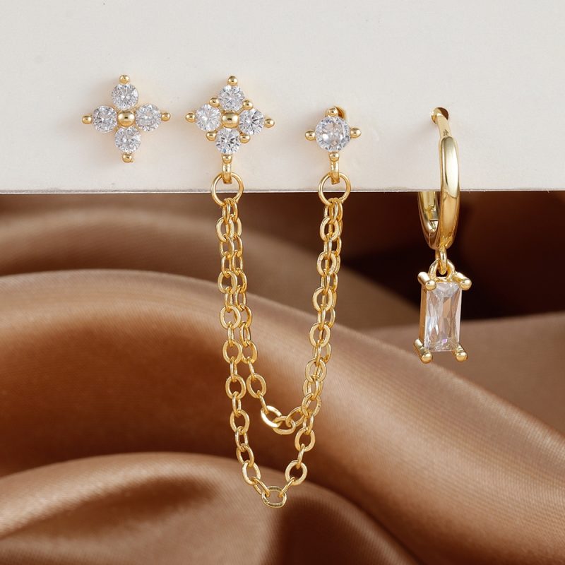 3PCS Exquisite Stainless Steel 12 Constellation Birthstone Earrings Set for Woman Cartilage Piercing Earrings Fashion Jewelry - Image 11