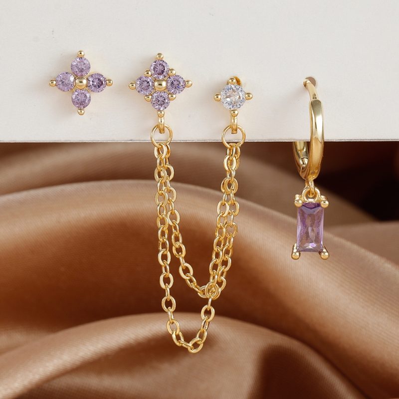 3PCS Exquisite Stainless Steel 12 Constellation Birthstone Earrings Set for Woman Cartilage Piercing Earrings Fashion Jewelry - Image 13