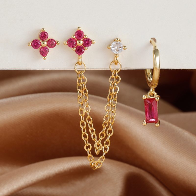 3PCS Exquisite Stainless Steel 12 Constellation Birthstone Earrings Set for Woman Cartilage Piercing Earrings Fashion Jewelry - Image 14