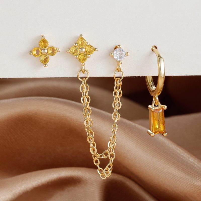 3PCS Exquisite Stainless Steel 12 Constellation Birthstone Earrings Set for Woman Cartilage Piercing Earrings Fashion Jewelry - Image 18