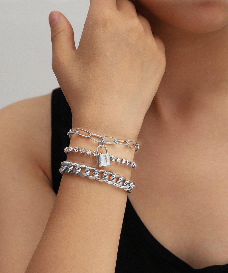 4pcs Punk Curb Cuban Chain Bracelets Set for Women Simple Thick Gold Color Charm Bracelets Fashion Jewelry Accessories New - Image 13