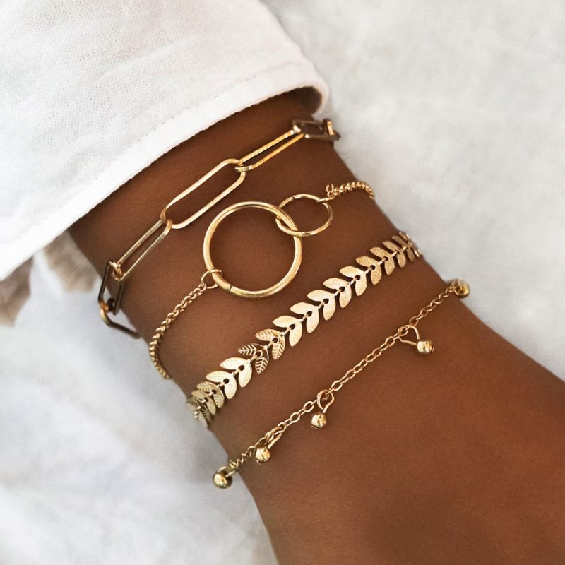 4pcs Punk Curb Cuban Chain Bracelets Set for Women Simple Thick Gold Color Charm Bracelets Fashion Jewelry Accessories New - Image 14