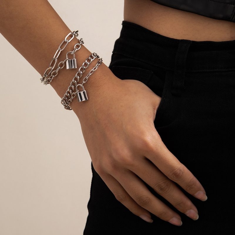 4pcs Punk Curb Cuban Chain Bracelets Set for Women Simple Thick Gold Color Charm Bracelets Fashion Jewelry Accessories New - Image 16