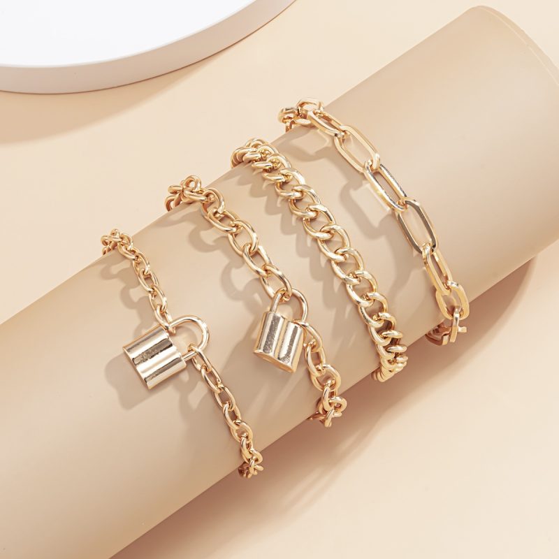 4pcs Punk Curb Cuban Chain Bracelets Set for Women Simple Thick Gold Color Charm Bracelets Fashion Jewelry Accessories New - Image 17
