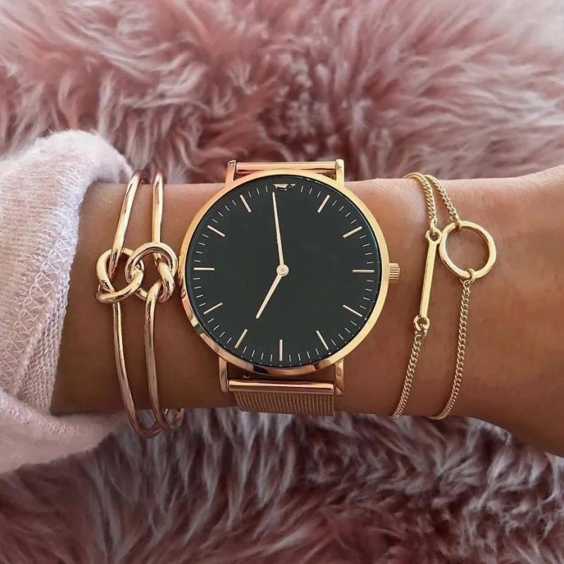 4pcs Punk Curb Cuban Chain Bracelets Set for Women Simple Thick Gold Color Charm Bracelets Fashion Jewelry Accessories New - Image 23