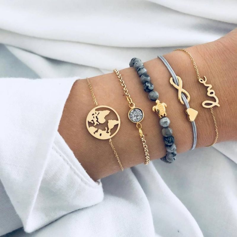 4pcs Punk Curb Cuban Chain Bracelets Set for Women Simple Thick Gold Color Charm Bracelets Fashion Jewelry Accessories New - Image 25