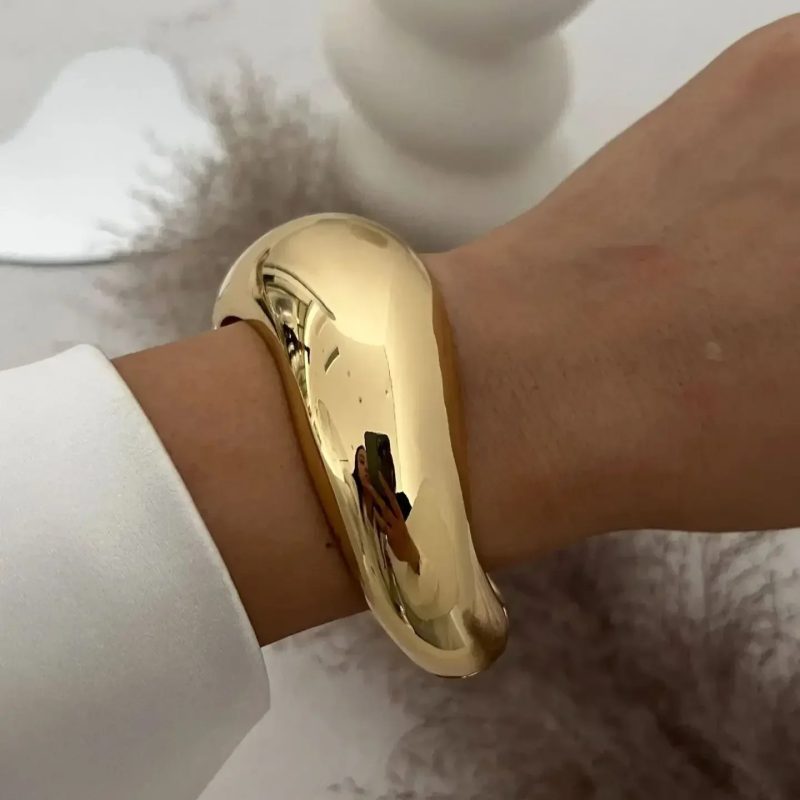 Wide Cuff Bangles Punk Gold Silver Color Geometric Metal Large Bangles for Women Bracelets Men Exaggerated Luxury Jewelry - Image 8