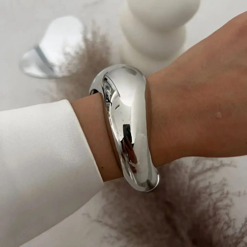 Wide Cuff Bangles Punk Gold Silver Color Geometric Metal Large Bangles for Women Bracelets Men Exaggerated Luxury Jewelry - Image 9