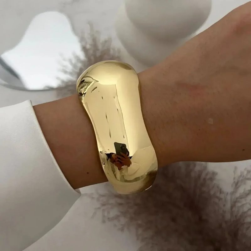 Wide Cuff Bangles Punk Gold Silver Color Geometric Metal Large Bangles for Women Bracelets Men Exaggerated Luxury Jewelry - Image 12