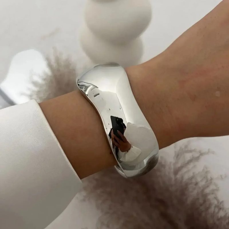 Wide Cuff Bangles Punk Gold Silver Color Geometric Metal Large Bangles for Women Bracelets Men Exaggerated Luxury Jewelry - Image 13