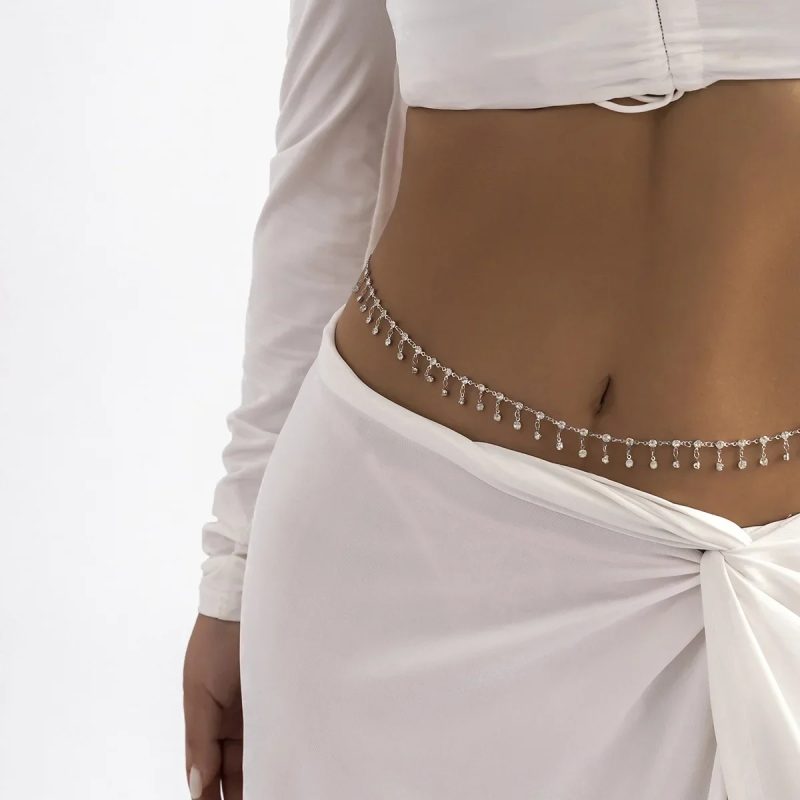 New Double-layer Rhinestone Tassel Waist Chain Women's Beach Fashion Crystal Body Chain Waist Accessory 2025 Bikini Accessories - Image 23