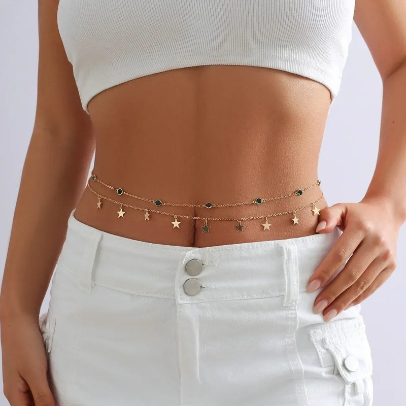 New Double-layer Rhinestone Tassel Waist Chain Women's Beach Fashion Crystal Body Chain Waist Accessory 2025 Bikini Accessories - Image 26