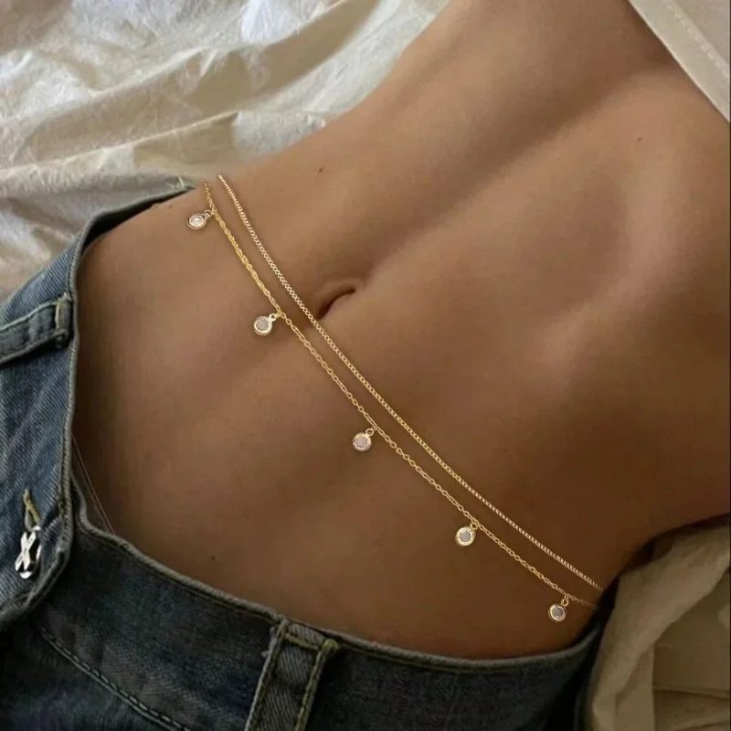 New Double-layer Rhinestone Tassel Waist Chain Women's Beach Fashion Crystal Body Chain Waist Accessory 2025 Bikini Accessories - Image 27
