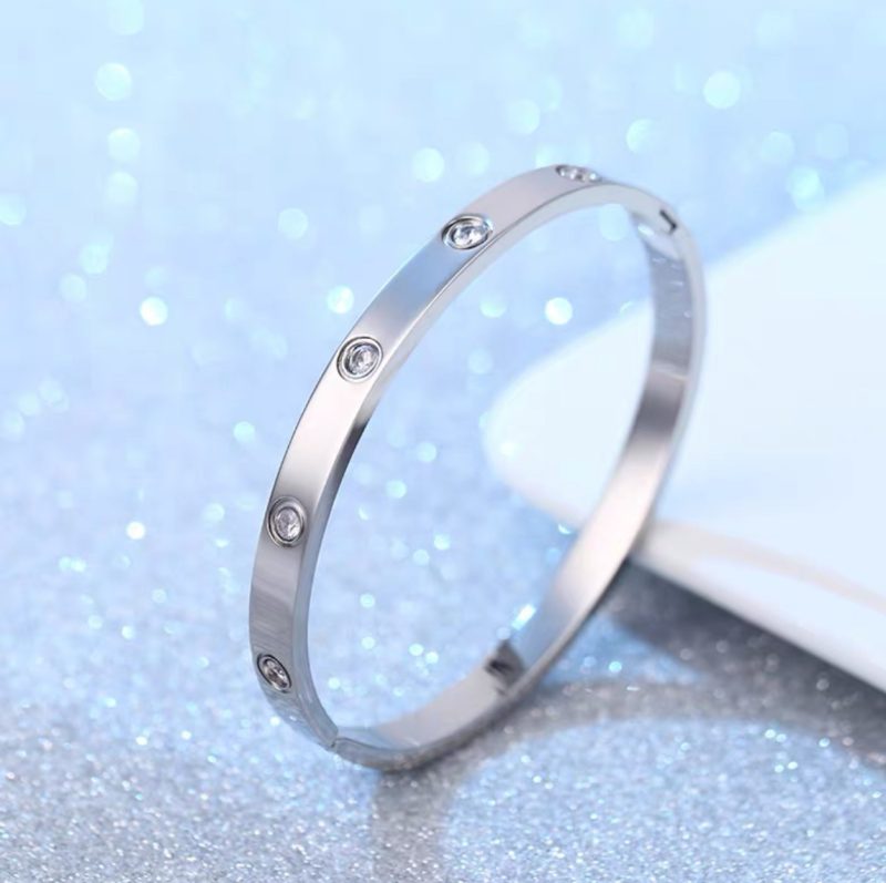 Titanium Steel Gold Silver Color Bangles for Women Girls Trend Waterproof Jewelry Luxury Sparkling Zircon Bracelet Bangle - Image 16