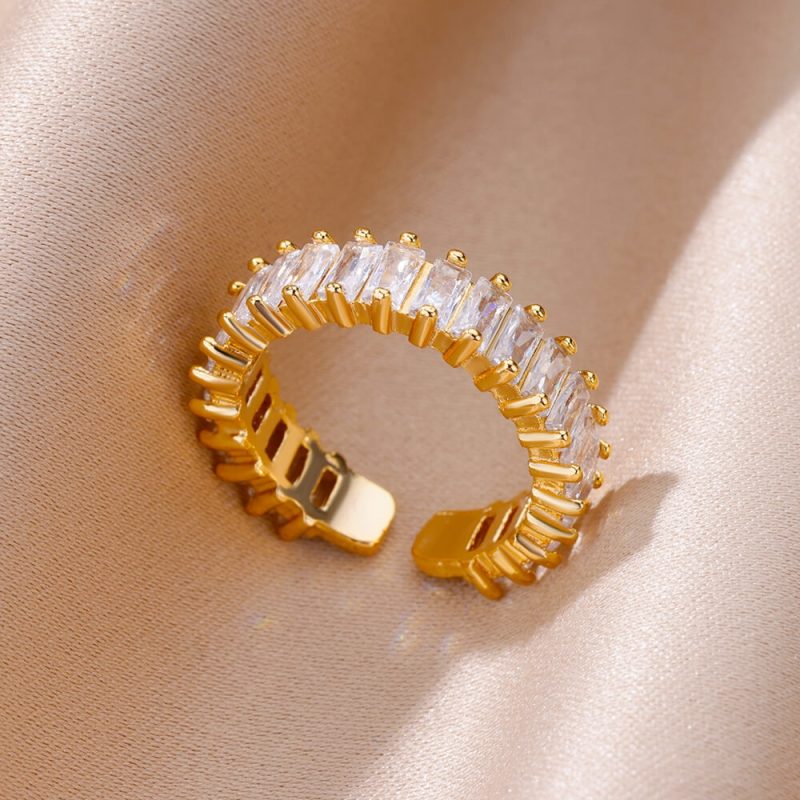 Anillos Gold Color Cubic Zirconia Chic Rings For Women 2025 Punk Elegant Wedding Party Aesthetic Stainless Steel Ring Jewelry - Image 7