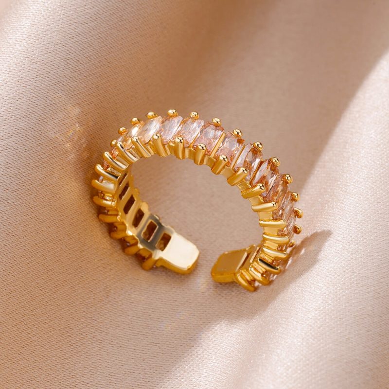 Anillos Gold Color Cubic Zirconia Chic Rings For Women 2025 Punk Elegant Wedding Party Aesthetic Stainless Steel Ring Jewelry - Image 10