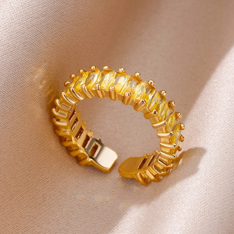 Anillos Gold Color Cubic Zirconia Chic Rings For Women 2025 Punk Elegant Wedding Party Aesthetic Stainless Steel Ring Jewelry - Image 11