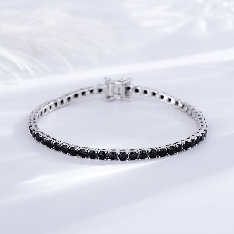 YLMyself 925 Silver Tennis Bracelet 3mm Black CZ Round Pave Unisex Jewelry Gift For Women Men - Image 3