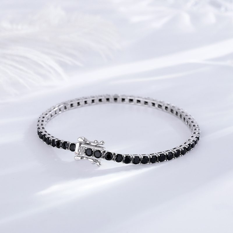 YLMyself 925 Silver Tennis Bracelet 3mm Black CZ Round Pave Unisex Jewelry Gift For Women Men - Image 4